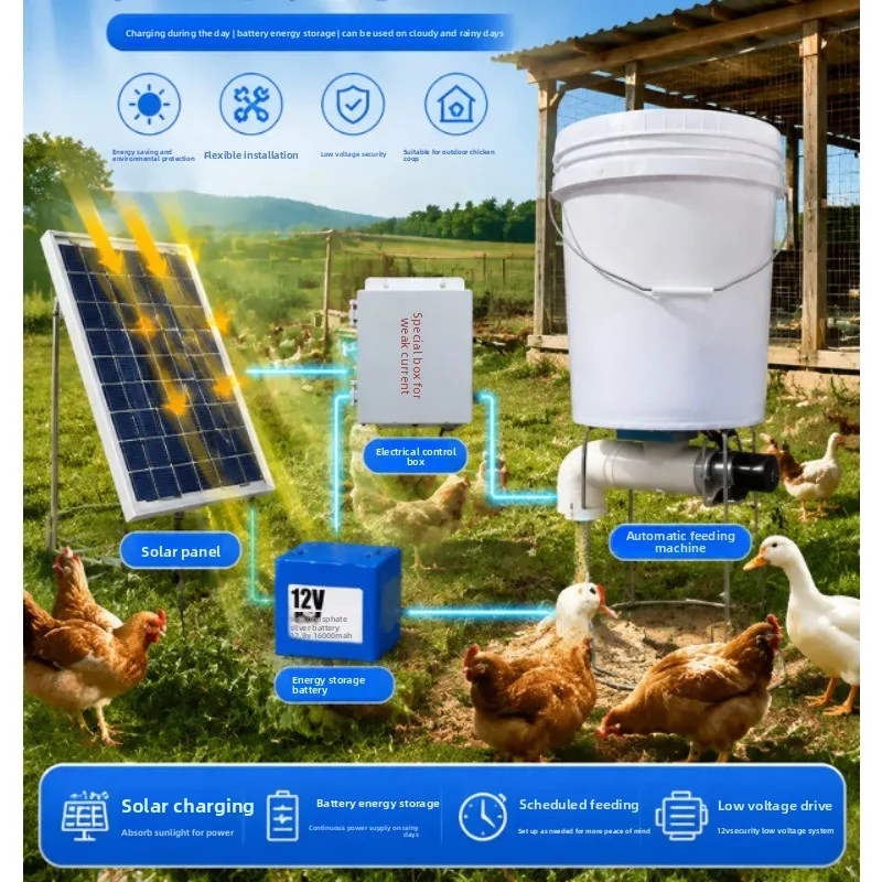 Powder Automatic Feeder Chicken, Duck, Breeding Timing Feeding Machine  Livestock and Poultry Automatic Feed Feeding