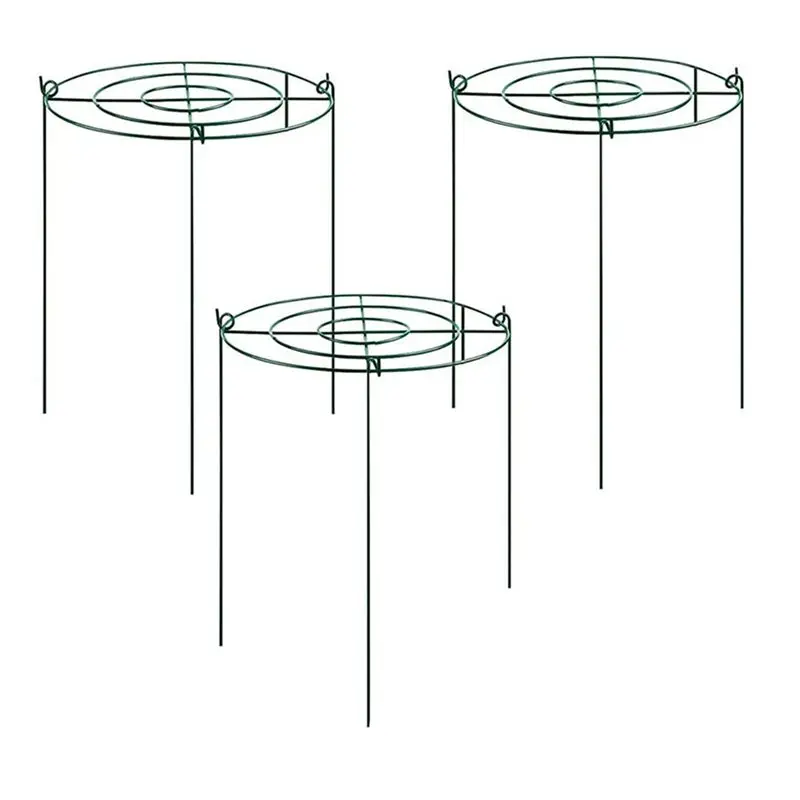

A67P-3 Sets Peony Support Cage, Grow Through Hoops Grids With 4Pcs Legs,Plant Support Brace,Flower Strong Support Ring