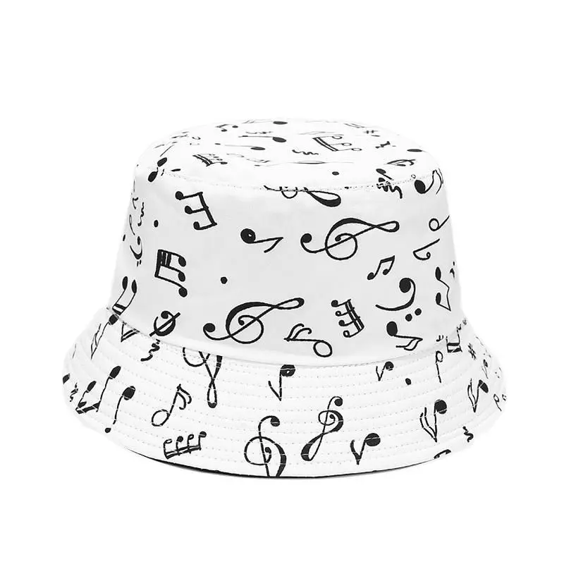 

LDSLYJR Music print cotton Bucket Hat Fisherman Hat outdoor travel hat Sun Cap Hats for Men and Women 154