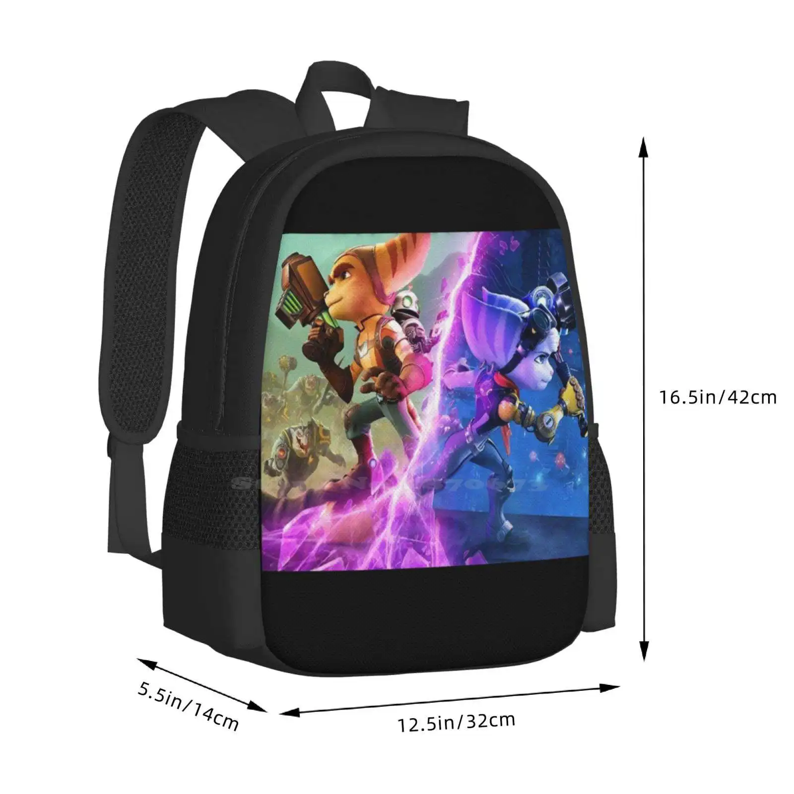 Ratchet & Clank Mochila Estudante Universitário Adolescente, Sacos De Design Padrão