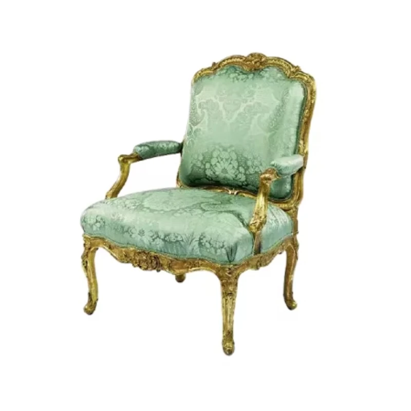 Wooden green and gold single wedding sofa chair
