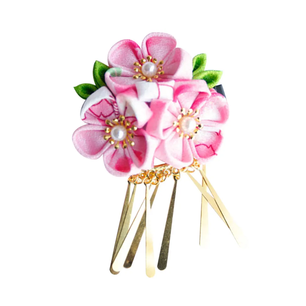 Flower Kimono Hair Clip for Women – Japanese Style Alloy & Cloth Hairpin with Tassel, Elegant Vintage Hair Accessory
