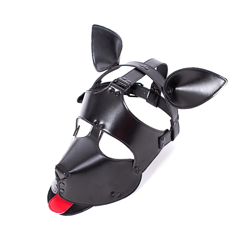 Fetish Cosplay Games Sexy Puppy Mask with Zipper Hood for Women Men Halloween Party Myserious Mask Role Play Costume Accessory