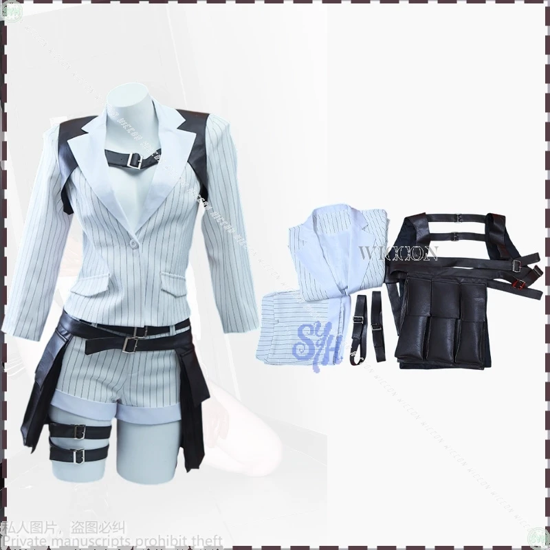 

Anime Game DMCC Cosplay Devil Ladyyy Cry 코스프레 Punk Sexy V Neck Crop Top Shorts Belt Bandage Jirai Kei Girls Halloween Party