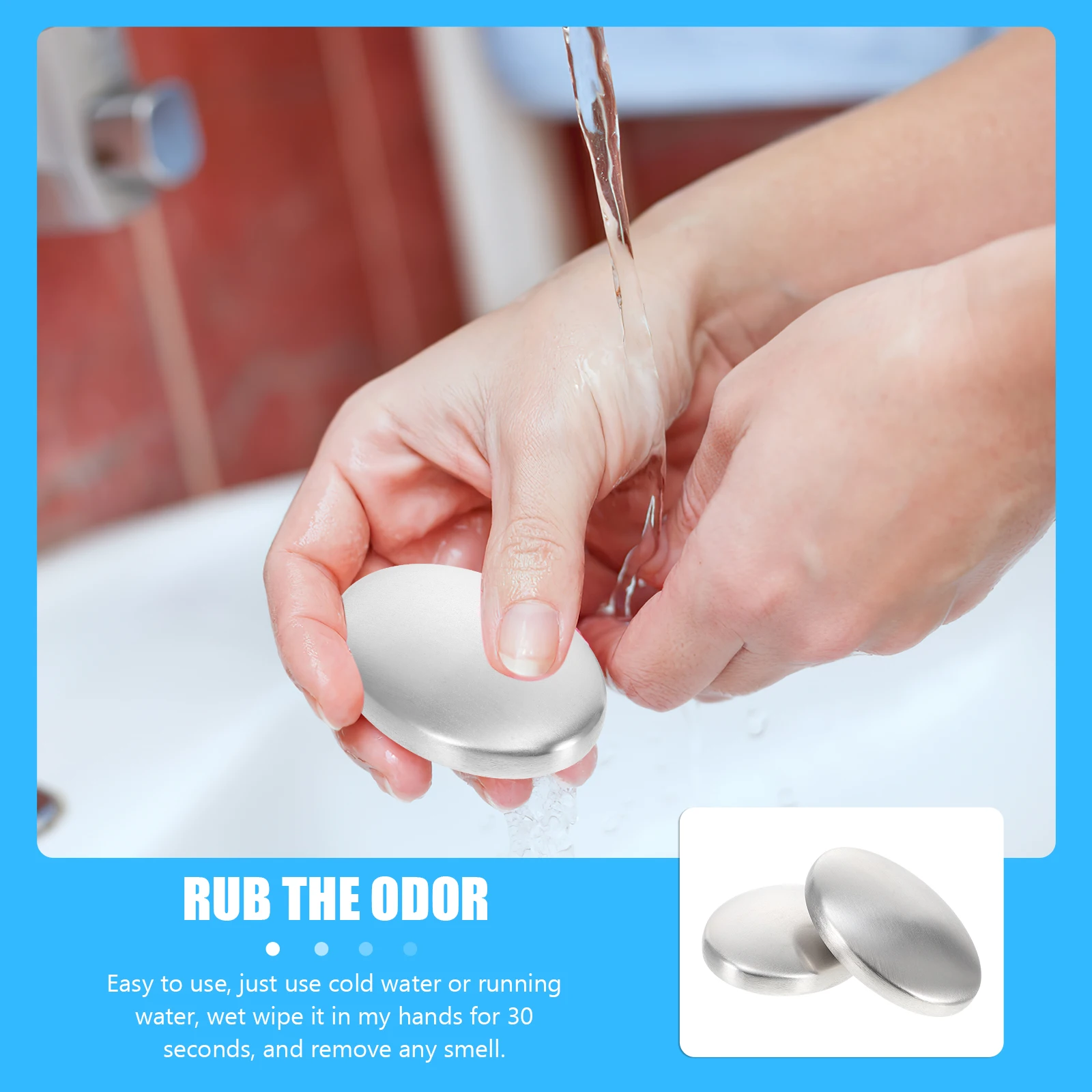 2 قطعة قالب صابون من الفولاذ المقاوم للصدأ لمزيل رائحة المطبخ وإزالة الروائح الكريهة ومنظف اليد وإزالة رائحة السمك والثوم سهلة الغسيل مع البرد