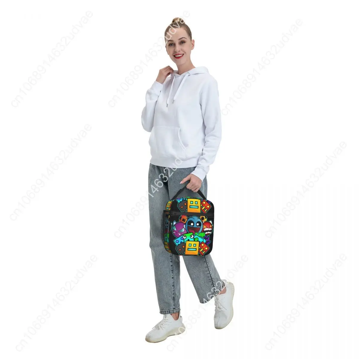 Geometry Cube Gaming Dash Old School Insulated Lunch Bags Thermal Bag Lunch Container Lunch Box Tote Food Storage Bags Picnic