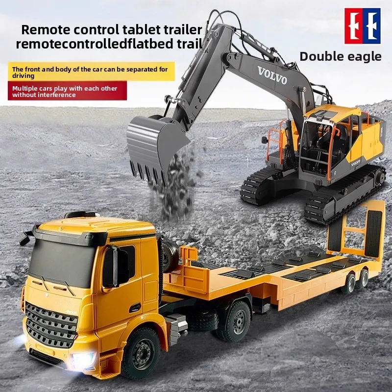 

Double Eagle Remote Control Flatbed Truck Construction Vehicle RC Semi-Trailer Electric Hauler Toy Truck Model Kids Gift