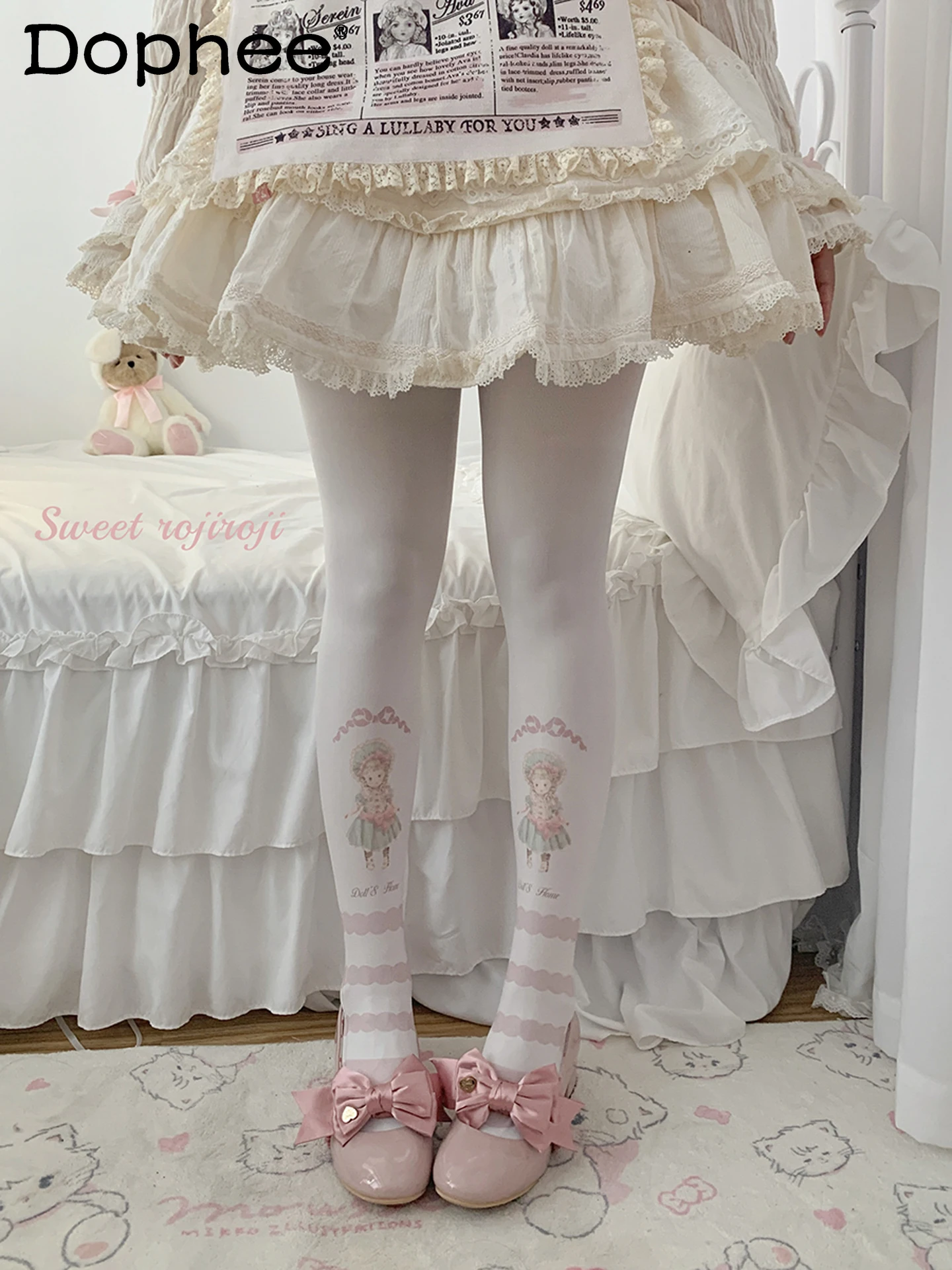 

Japanese Original Lolita Girl Pantyhose Women 2025 Autumn Winter Thin Velvet Printed Pantyhose