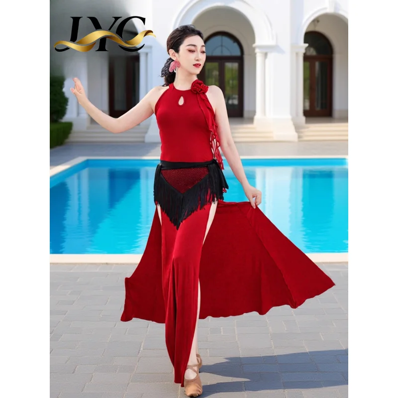 Nowa sukienka do ćwiczeń tańca brzucha ukrywająca brzuch, kostium sceniczny dla kobiet