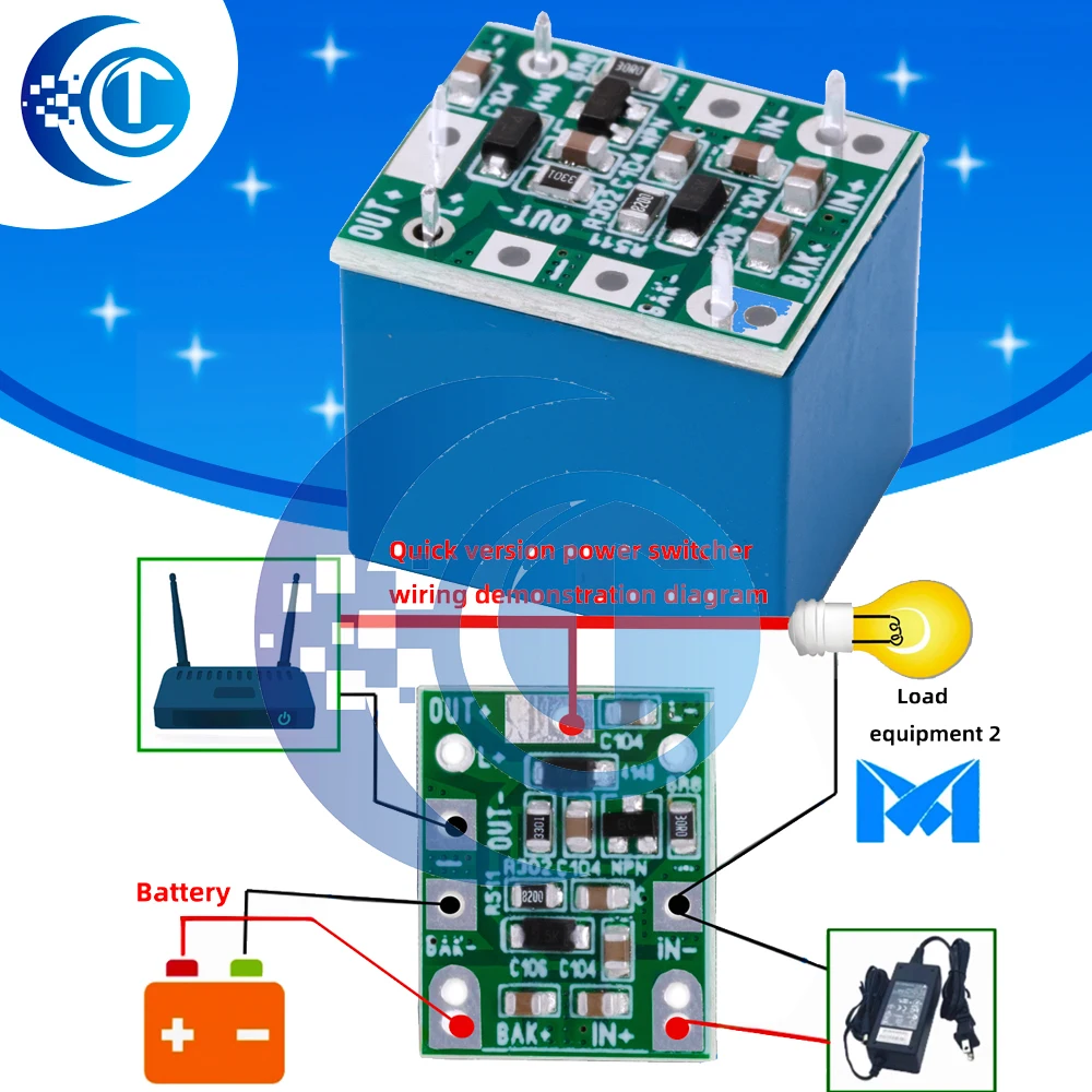 Selectable Voltage (12V/24V) Dual Power Switcher: UPS-Integrated Uninterruptible Power Switch