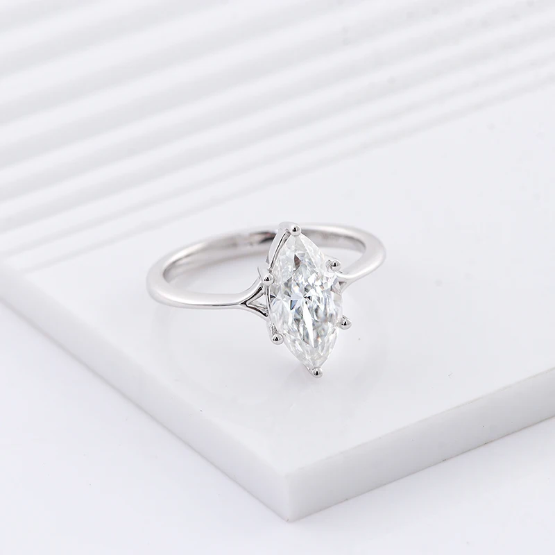 Provence 10K/14K/18K Moissanite Eternity Rings for Women Marquise Cut 2.2 CT Women's Engagement Rings D Color Personal Custom