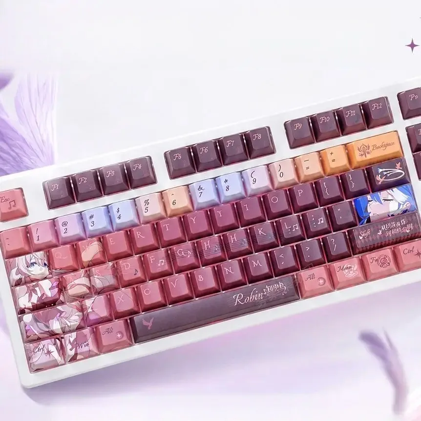 Robin 5-Sided Dye-Sublimation PBT Keycaps Cherry Profile 130-Key Full Set for EV63 Wooting MCHOSE Mechanical Keyboards