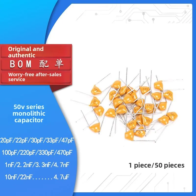 

Monolithic Capacitor 50V Pitch 5.08MM 101 102 103 104 105 151--681 (50 pieces)