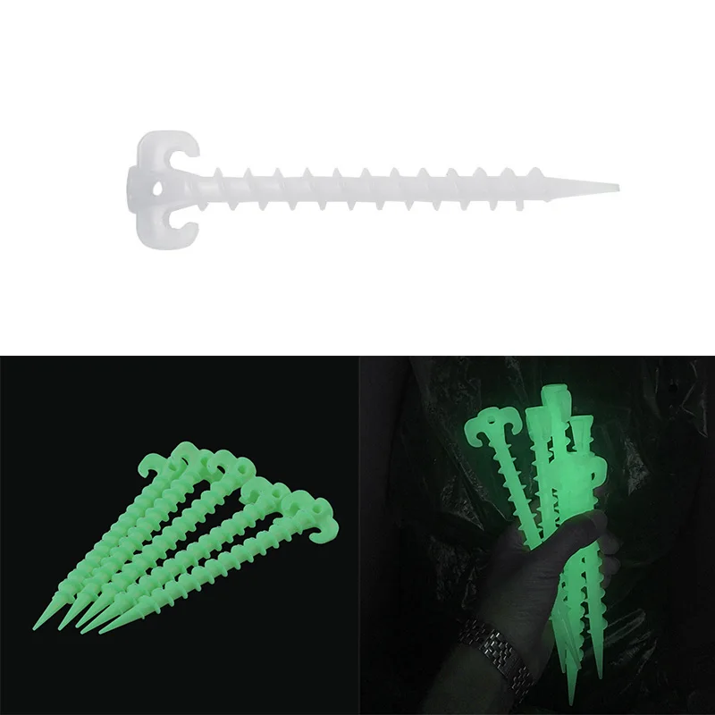 Awning Nails Anchor Screw Luminous High Quality Durable Convenient Screw Pegs Outdoor Camping Hiking Fishing 5PCST Spiral Nails