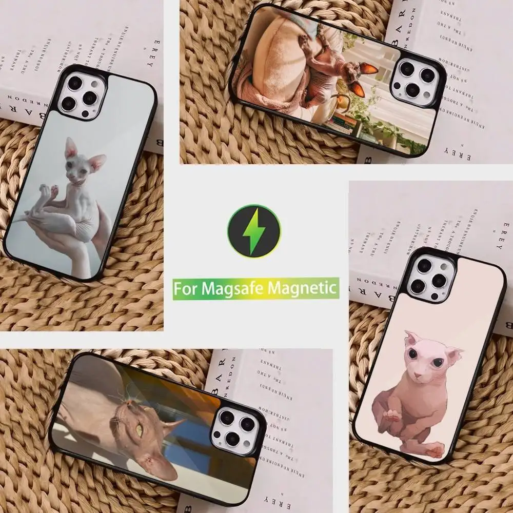 

Animal Sphynx Cat Case For iPhone 16,15,14,17,13,12,11,Pro,Max,Plus,Mini, Magsafe,Magnetic Wireless Charging Case