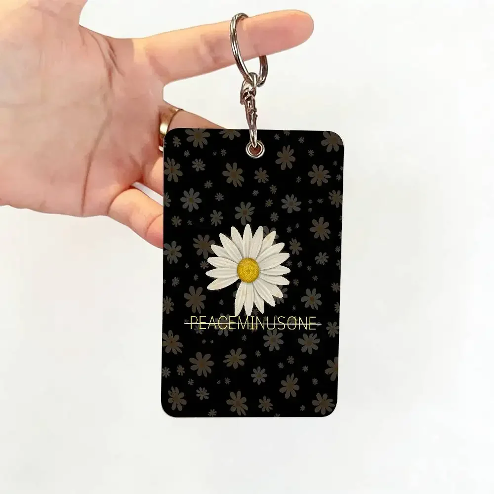 Modischer P-PeaceminusoneS Kartenhalter mit Schlüsselanhänger für Zugangskarten, Buspass und Kreditkarten, Ausweise, Bankkarten, Schutzhülle – Detail 6