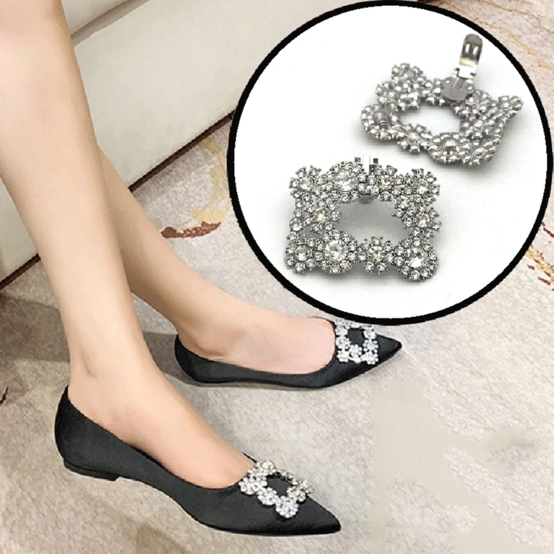 Y4QE Shoe Clamp Charm Wedding Bride High Heel Shiny Clips Accessories for Women