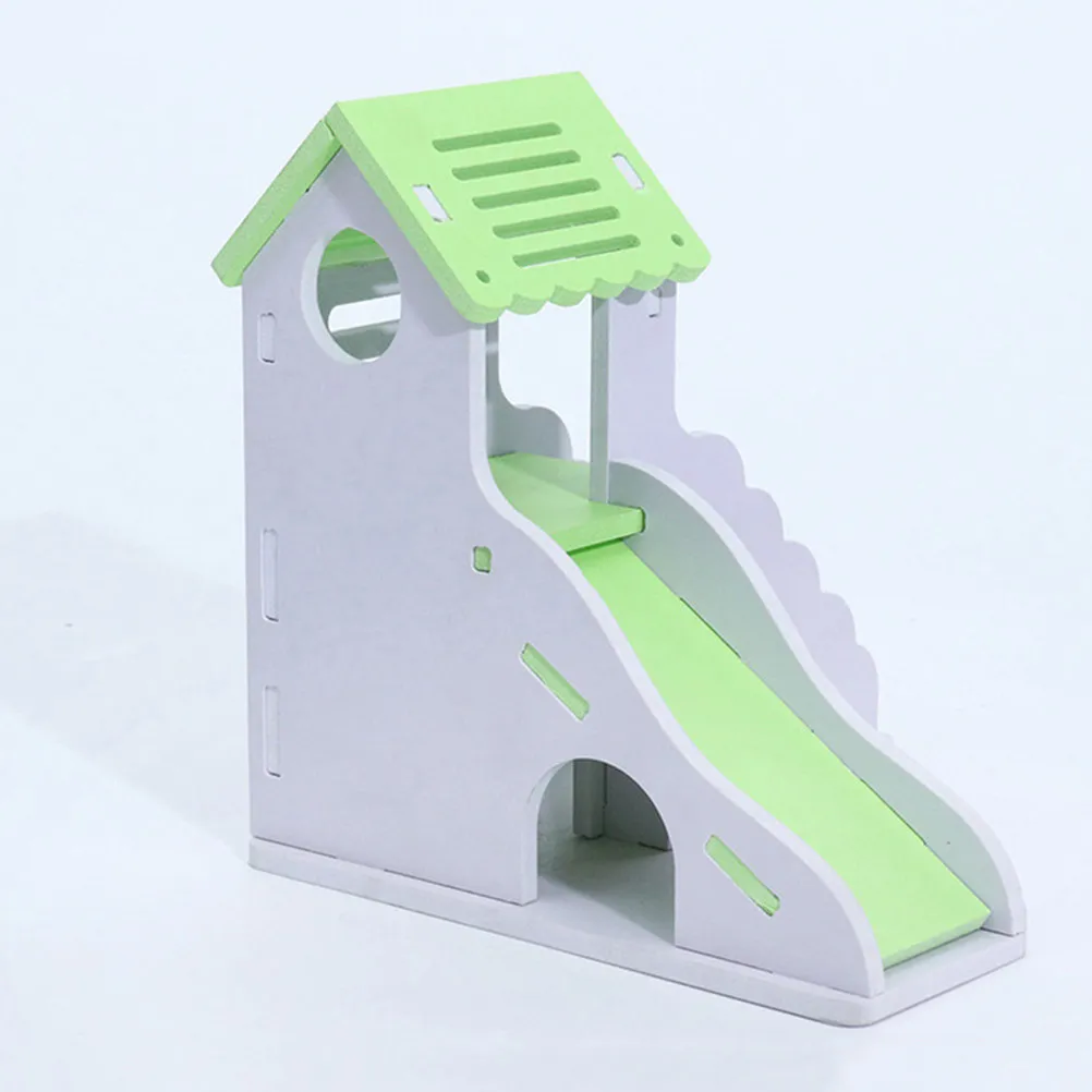Light Green Wooden Hamster House Cottage for Small Pets Safe Natural Chewable Nest Hideout Play Space Security Shelter