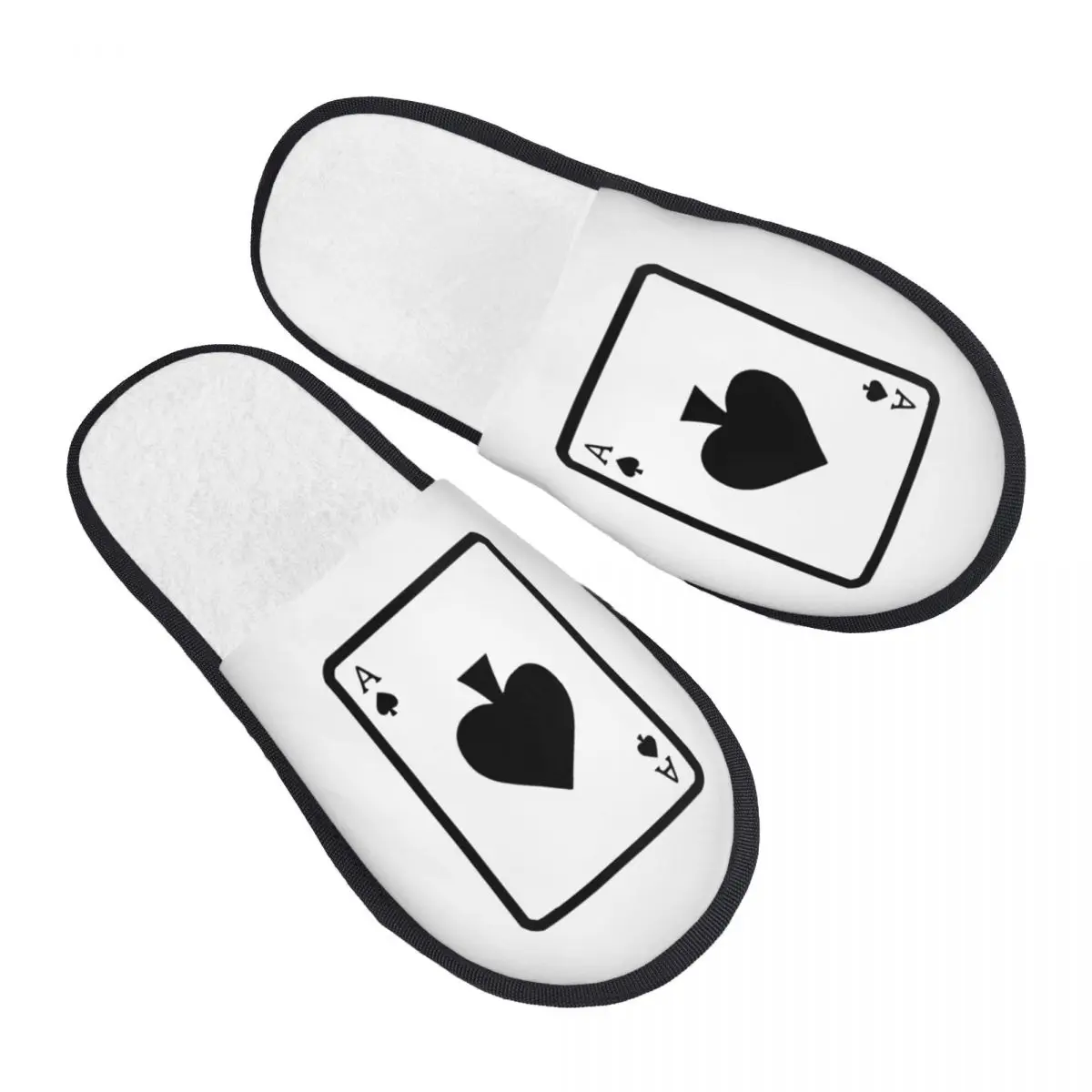 

Custom Poker Ace Of Spades House Slippers Women Soft Memory Foam Slip On Hotel Slipper Shoes