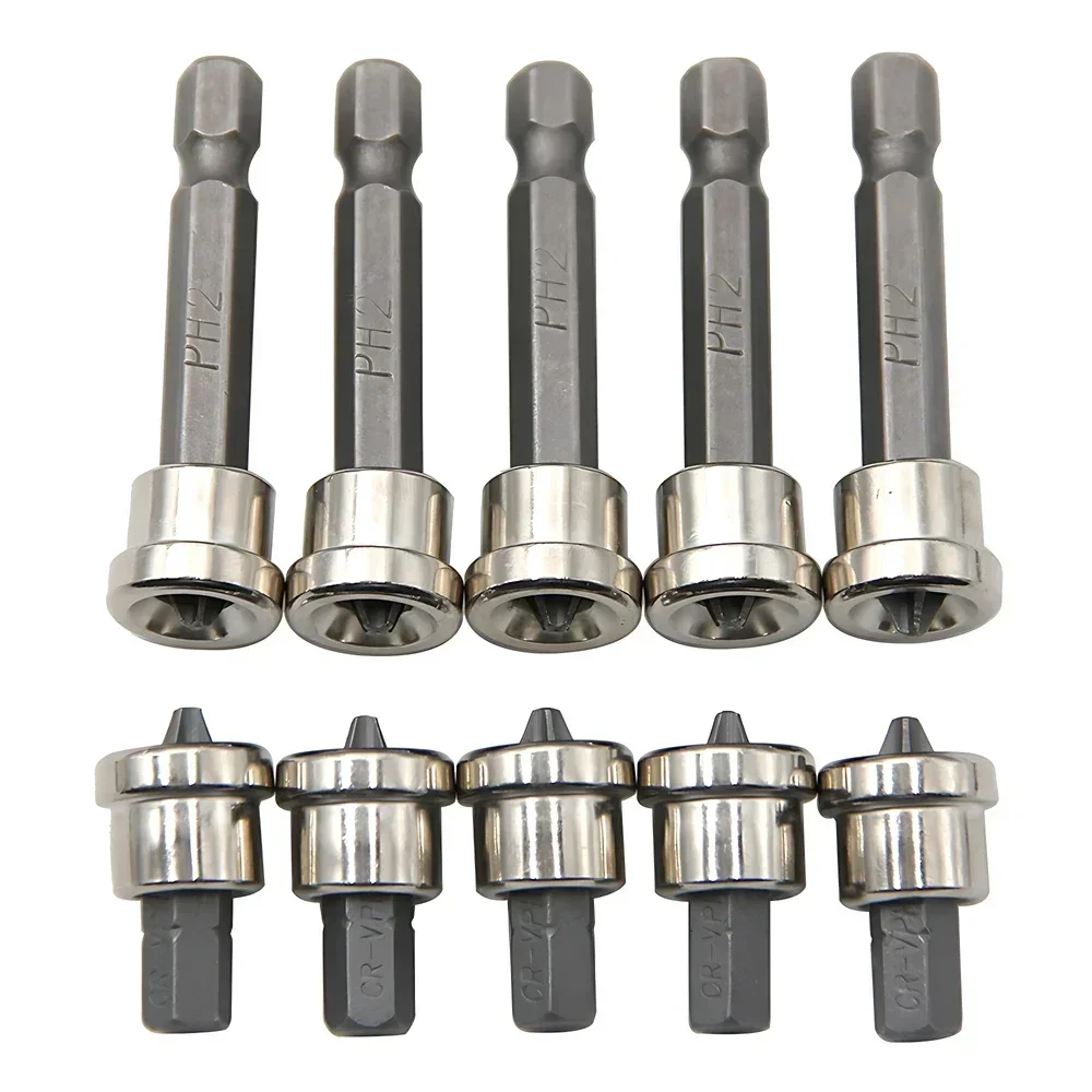 Set Depth Stop Plasterboard Screws Locating Screwdriver Bits PH2 Hex Shank Drywall Dimpler Bits Drilling Bits Tools 50mm