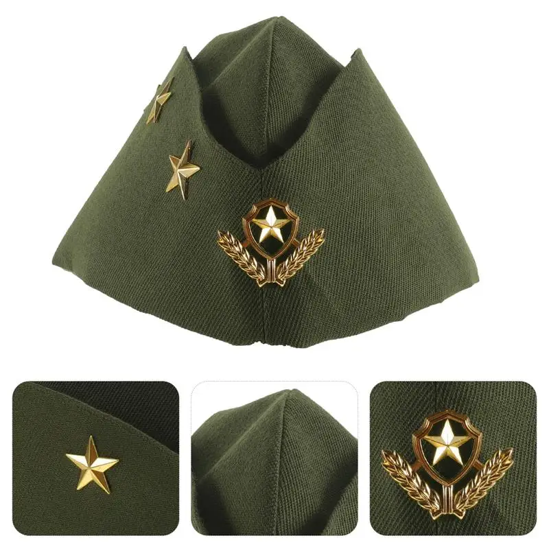 

Russian Ship Shaped Hat Men Women Fan Display Soviet Sailor Stewardess Autumn Three Stars Dance Retro Performance Hat