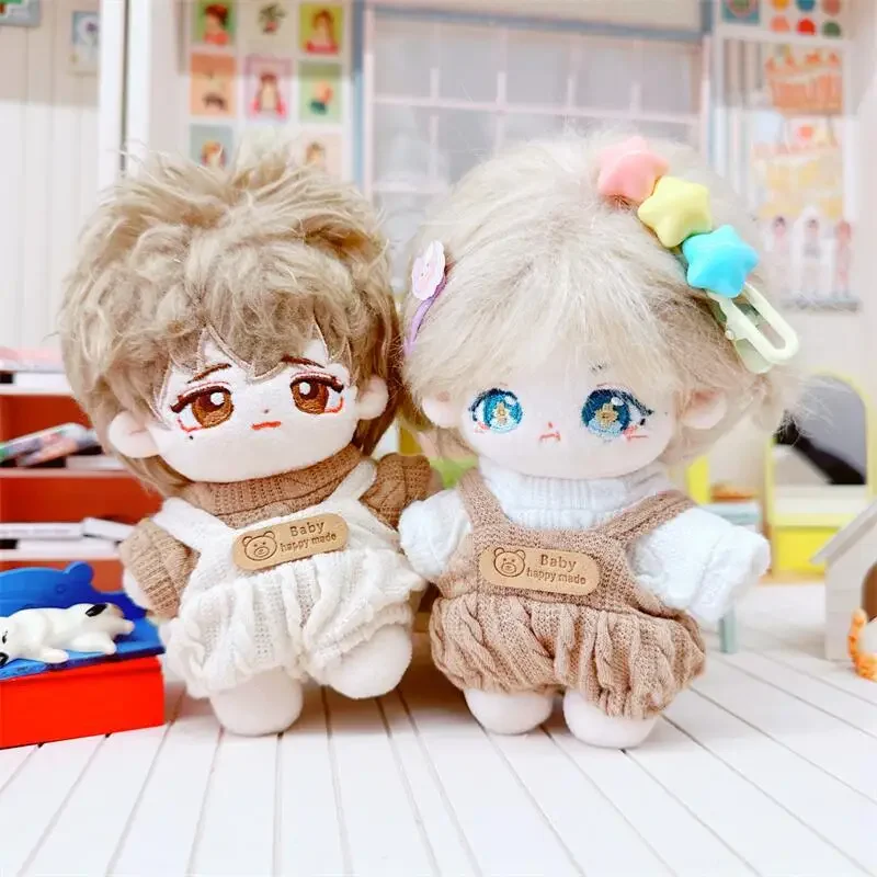 10cm Doll Clothes Woolen sweater Cute Bear Strap Pants Set for Idol Star Doll Toy Accessories Korea Kpop EXO Doll Outfit