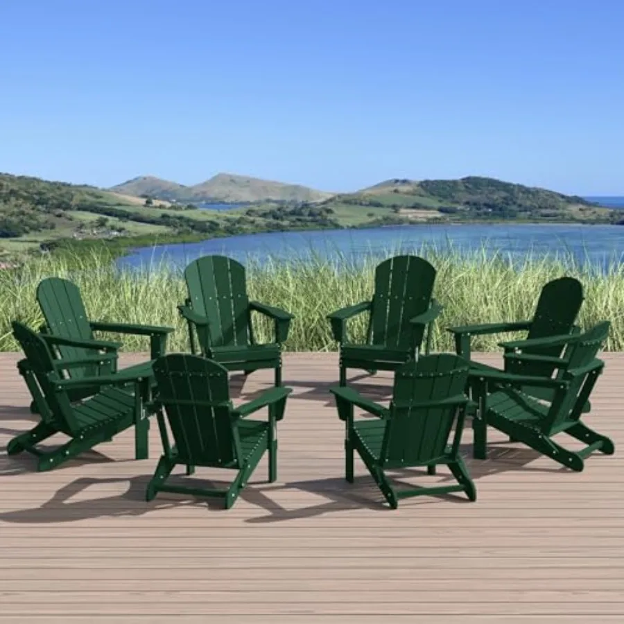 

Набор из 8 складных стульев Adirondack Malibu Outdoor Folding Poly, темно-зеленый цвет