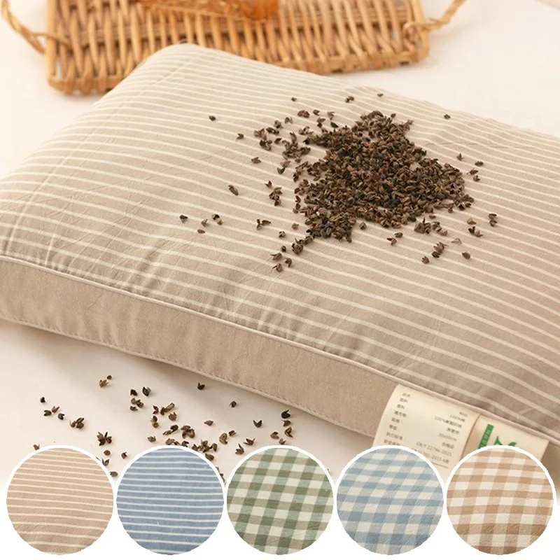 

Eco Friendly Buckwheat Hull Pillow Ergonomic Neck Support Rectangular Orthopedic for Side Sleepers Cotton Fabric Cervical Relief