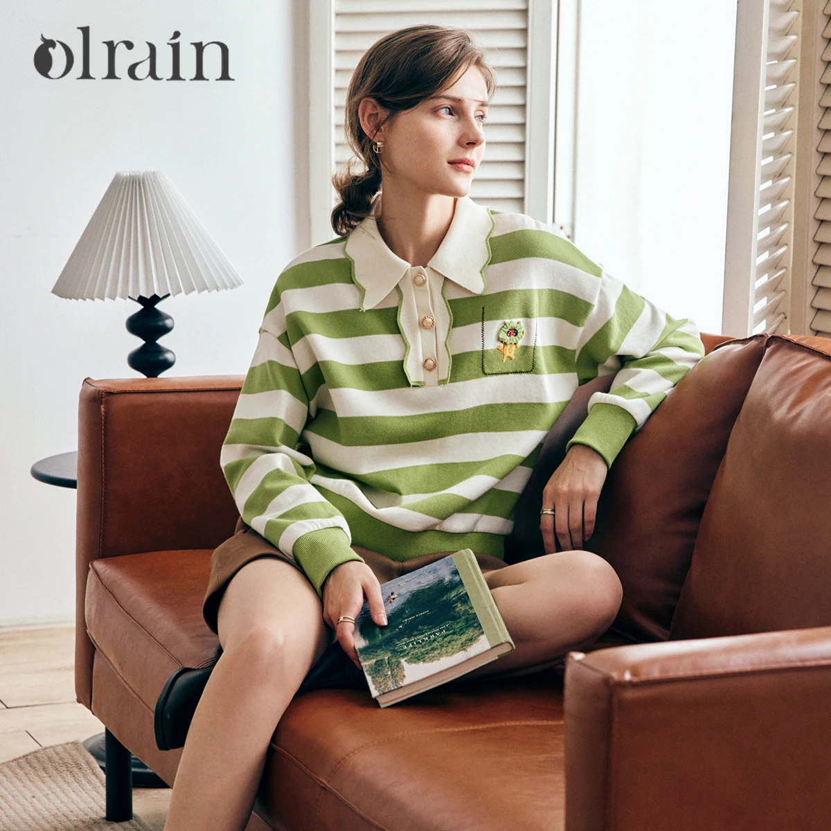 OLrain французские зеленые полосатые