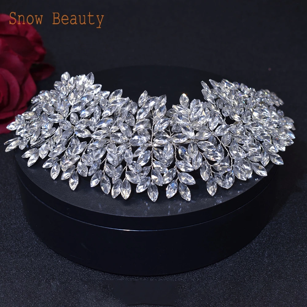 DZ005 Rhinestone Wedding Tiara Women Hair Accessories Crystal Headband Silver Vintage Bridal Crown Headpieces Party Headwear