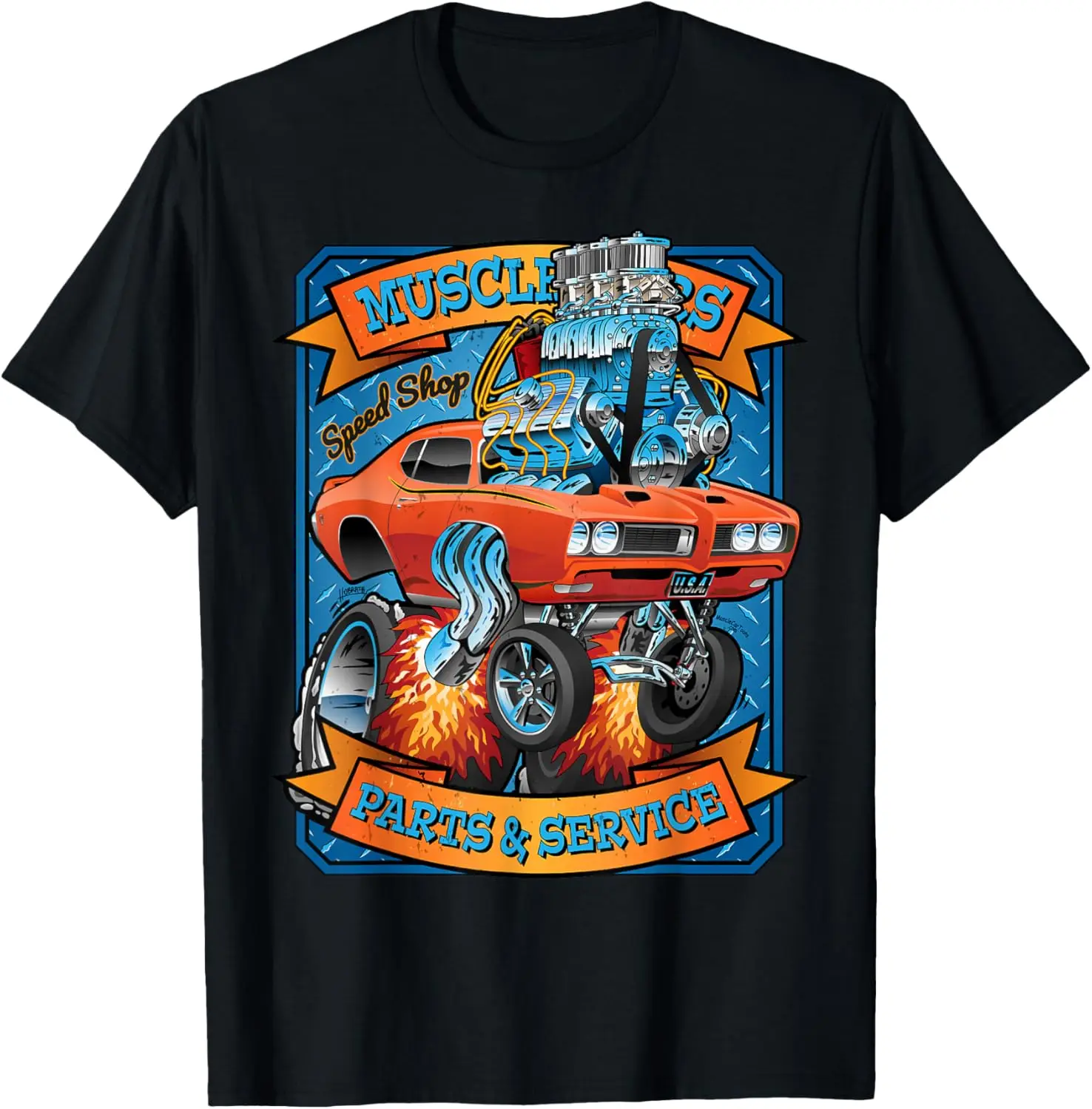 Funny Hotrod Car Cartoon T-Shirt 100% Cotton Trendy Y2K Short-Sleeve Tee – Soft, Quick-Drying,  Wrinkle Resistant Light Cotton Graphic Tshirt Soft Stretchy Casual Summer Short Sleeve