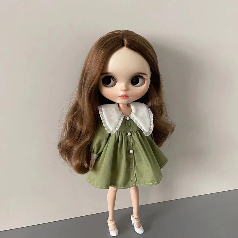 1 шт., весеннее платье для куклы Blythe, черная Милая повседневная одежда с длинным рукавом, 9 цветов, блестящее платье для кукол Blyth Licca OB24