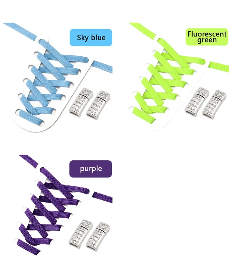 1 Paar magnetische Schnürsenkel mit Strasssteinen, ohne Schnürsenkel, elastische Schnürsenkel, für Sneaker, Kinder und Erwachsene, breite, flache Schnürsenkel. – Detail 11