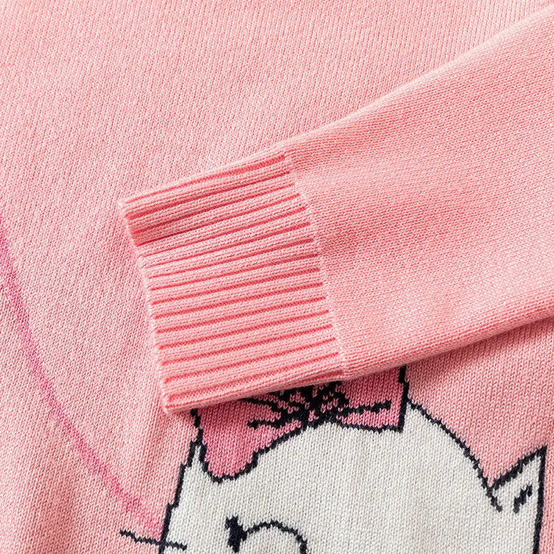 New autumn and winter European and American cartoon foreign style children's sweater cute cat girl baby pullover bottoming knit