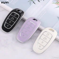 Fashion TPU Car Key Case Cover Shell Fob For Hyundai Tucson Solaris Sonata Hybrid NEXO NX4 Santafe dn8 4 Buttons 2020 2021 2022
