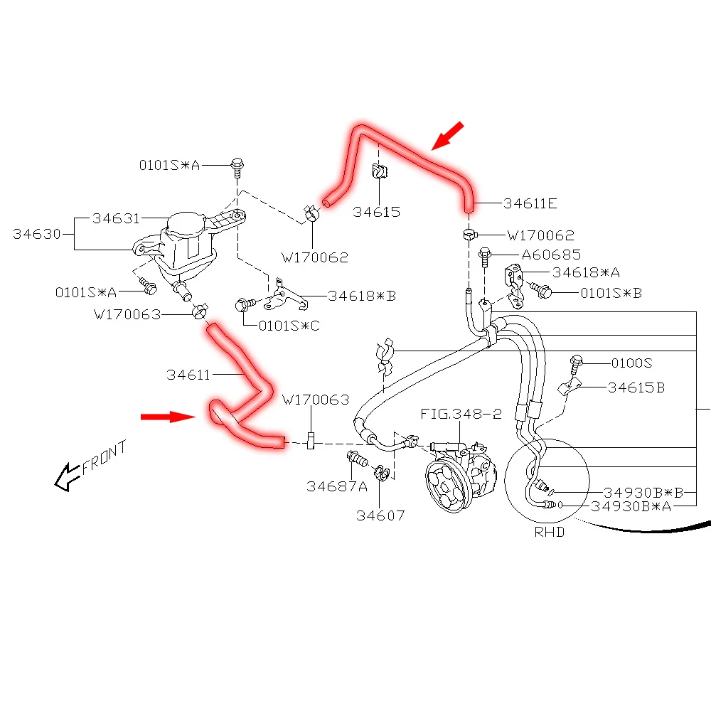 Power Steering Reservoir Suction Hose For Subaru Impreza WRX 2.5L H4, 2.5L H4 Turbo 2008-2014 34611AG220 34611AG221 34611AG210
