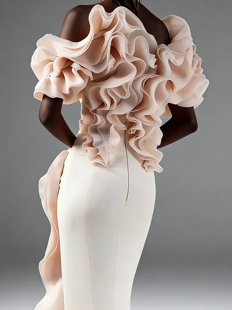 Elegant Off The Shoulder Ruffles Sleeveless Mermaid Formal Evening Dresses Birthday Party Prom Gowns Customized