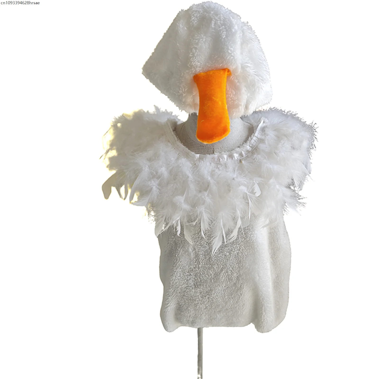 สีขาวสีเหลือง Goose Dance เครื่องแต่งกายเด็กเป็ดคอสเพลย์ชุดโรงเรียนเด็กวันสัตว์คอสเพลย์ฮาโลวีน