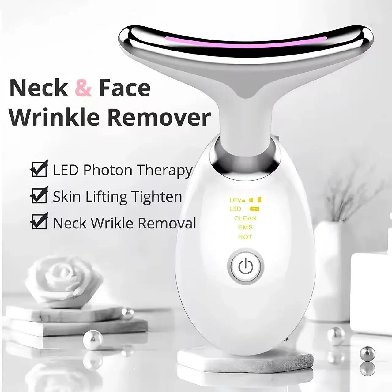 Specjalny przyrząd do pielęgnacji szyi, masażer do zmarszczek na szyi, 7-kolorowy importowany instrument, wibracyjny przyrząd kosmetyczny, narzędzie do liftingu twarzy V-Face.