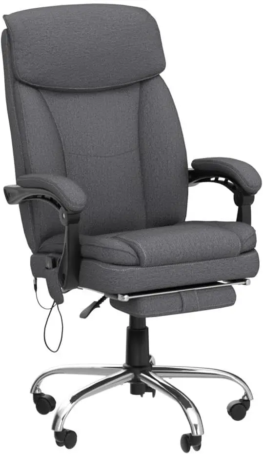 Silla de oficina reclinable con masaje, silla de oficina ergonómica con reposapiés, silla de computadora ejecutiva de tela transpirable con retráctil