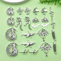 20/24pcs Animal Charms Alloy Fox, Skull, Dragon, Snake, Wolf Pendants for DIY Bracelets Necklaces Jewelry Making Accessories