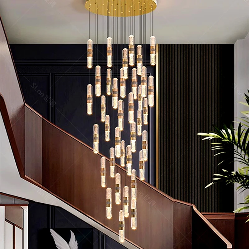 Imagem -02 - Modern Crystal Chandelier For Home Decoration Stair Pendant Lamp Living Room Pendant Lights Iluminação Interior