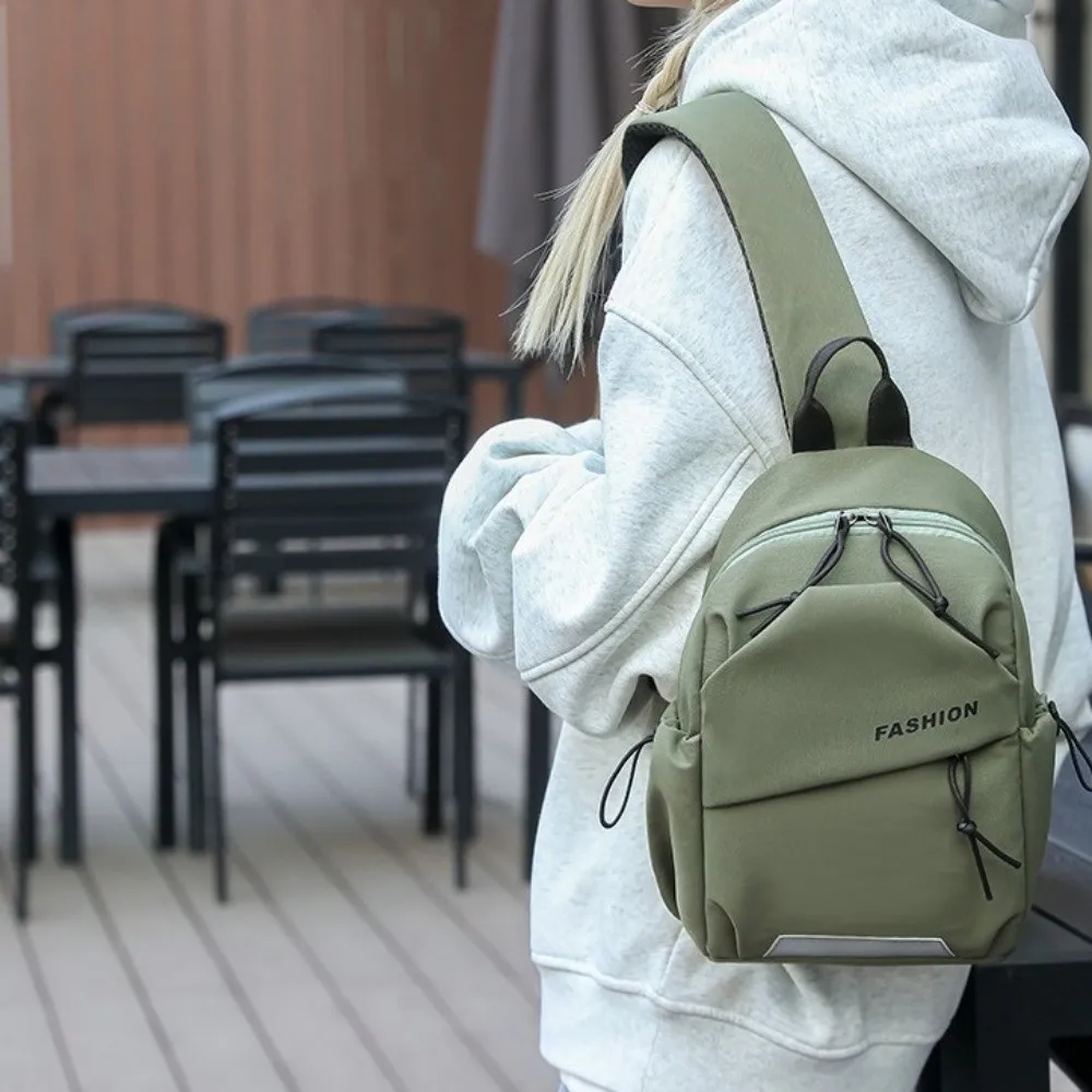 

Solid Color Nylon Chest Bag Multifunctional Large Capacity Shoulder Crossbody Bag Adjustable Shoulder Korean Style