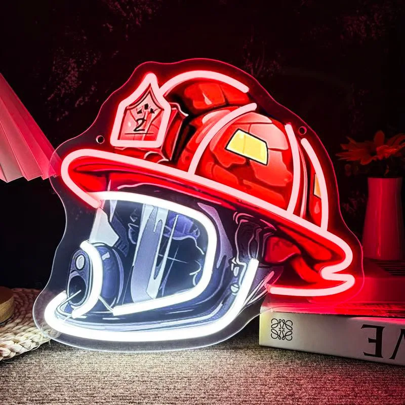 

LED neon creative fire helmet bar bedroom atmosphere modeling neon sign sign light