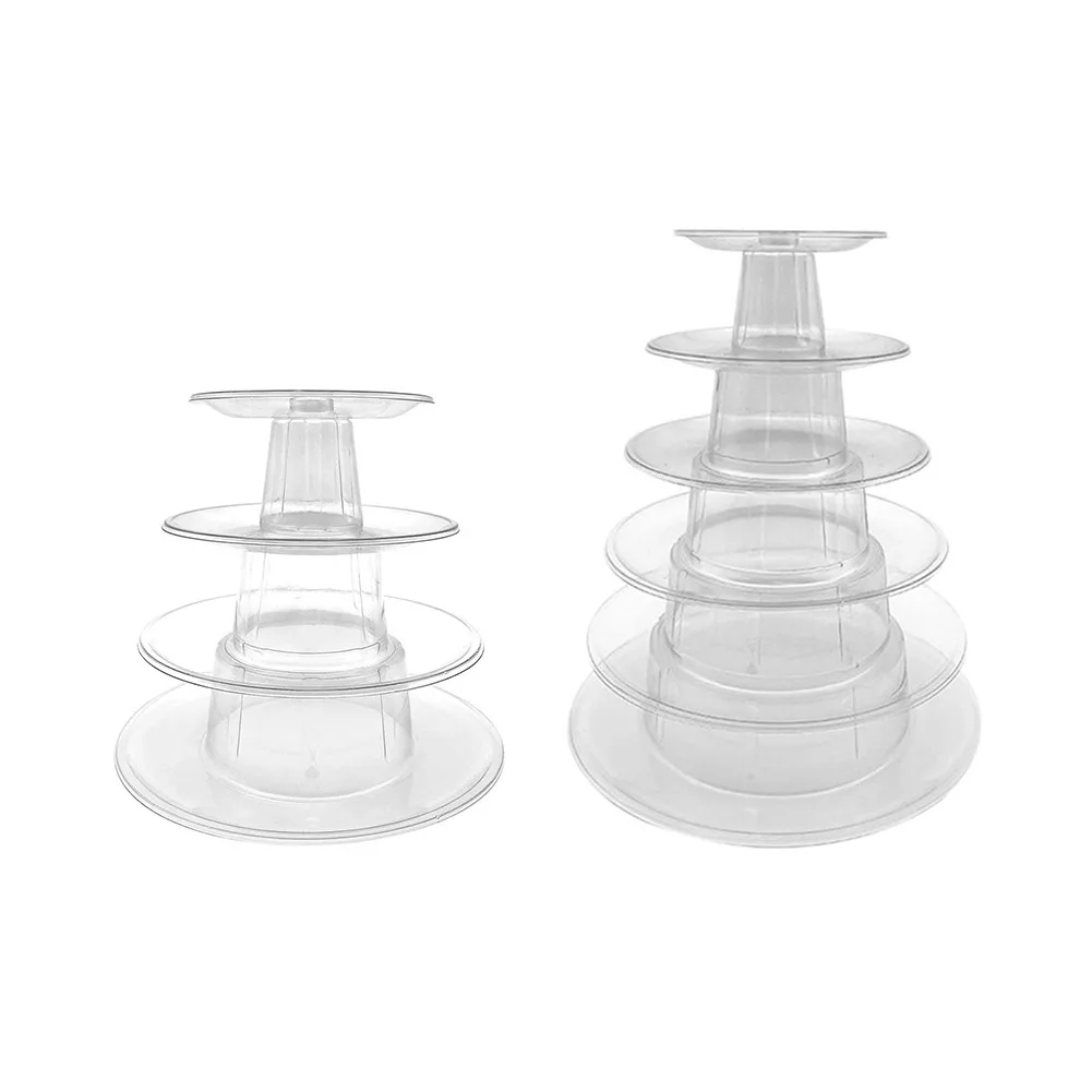 PVC 4/6 Tiers Cakes Stands Transparent Candies Shelf Macaron Cupcakes Display Tray Holder Household Party Supplies