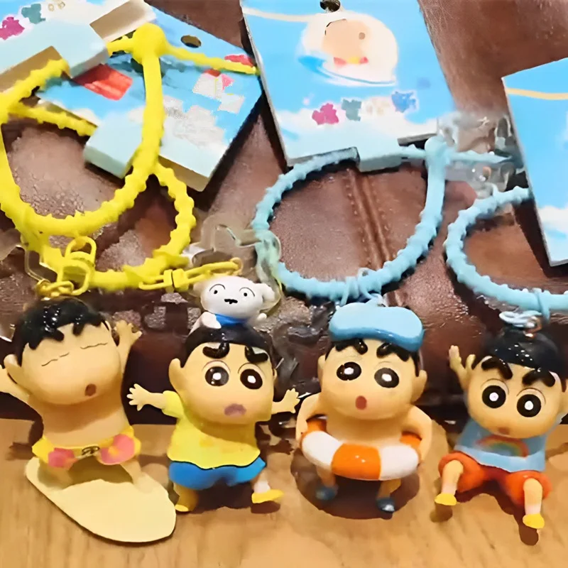 Crayon Shin-chan Keychain Anime Figures Model Toy Keyring Cartoon Pendant Doll Bag Accessories Ornament Kids Birthday Gift