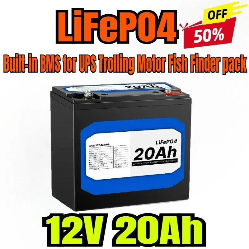 

12 В LiFePO4 аккумулятор 20 Ач 6000 + циклов литиевая аккумуляторная батарея встроенный BMS для ИБП троллингового двигателя пакет эхолота