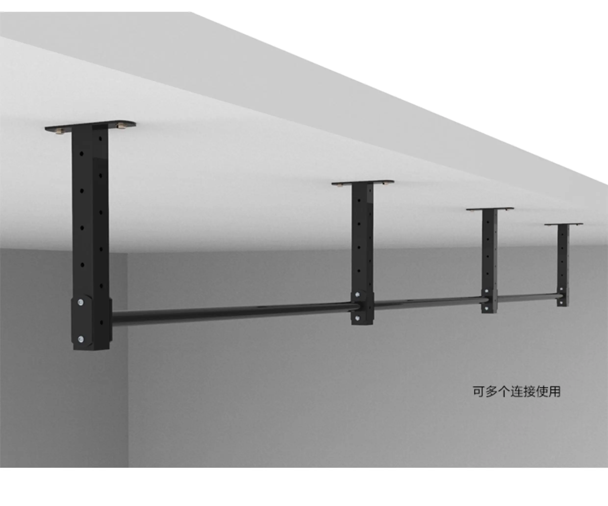 One piece assembly of ceiling and wall for home use, adjustable height, arm strength exercise, single pole