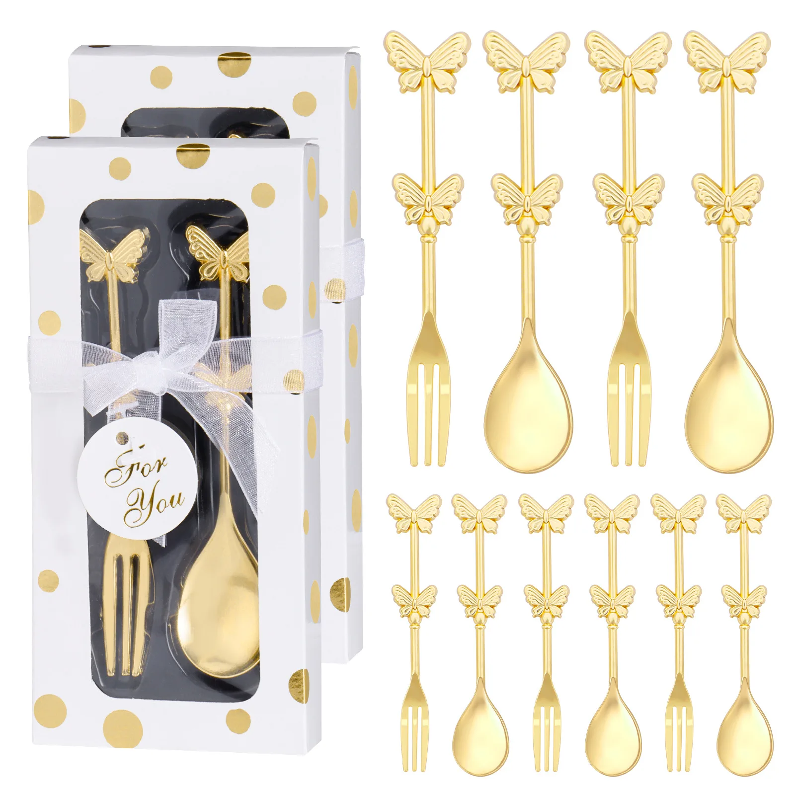 20Pcs=10boxes For your Special Day gifts Butterfly Coffee Spoon Wedding gifts For Butterfly fork Spoons Tea themed Party favor