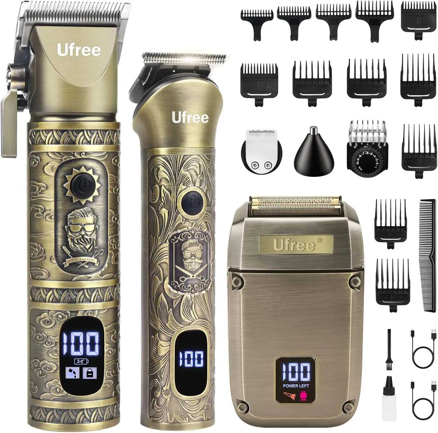 

Cordless Men's Beard Trimmer and Hair Clippers Set - Electric Razor for Grooming Gifts